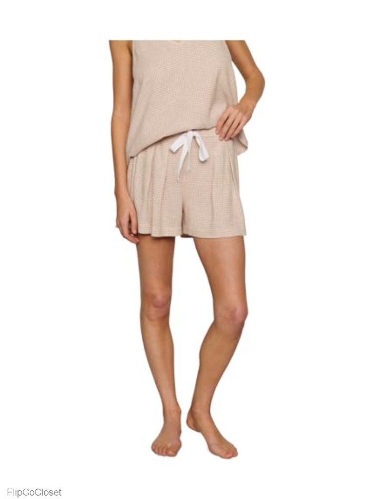 Linen Blend High Rise Casual Shorts With Drawstring